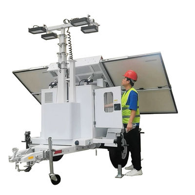 หอไฟพลังแสงอาทิตย์ที่สามารถดื่มได้ ด้วยหลอดไฟ LED 4*100W สําหรับพื้นที่ประสบภัย
