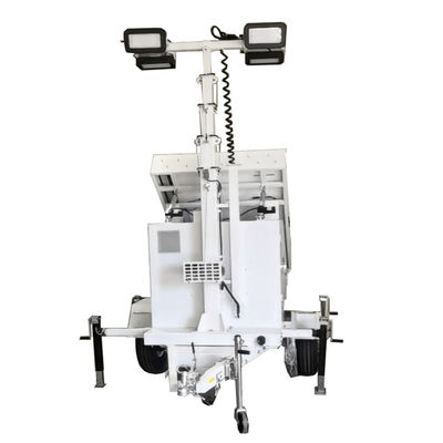 โมบายล์ โซลาร์ ไฮบริด ไลท์ทาวเวอร์ พร้อมแพเนลพลังแสงอาทิตย์ 3*460W สําหรับการส่องแสงอาคาร