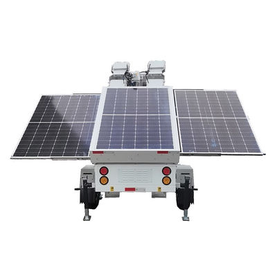 สีที่กําหนดเอง พลังงานแสงอาทิตย์ Telescopic Mast Led Tower Floodlighting Light Trailer สําหรับการส่องแสงพื้นที่ห่างไกล