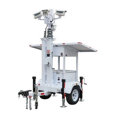 ความสามารถในการปรับปรุงที่แข็งแรง 2 * 420W แผ่นแสงอาทิตย์ กล้องวงจรปิด Cctv trailer สําหรับการติดตามสวน
