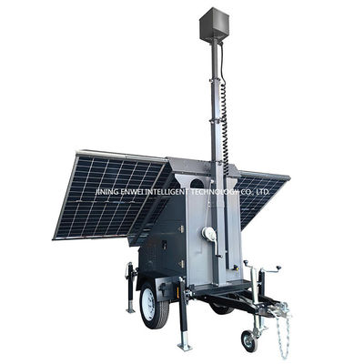 DC 24V Mobile Solar Surveillance Trailer หอคอยการติดตามแสงอาทิตย์สําหรับการติดตามโรงงาน