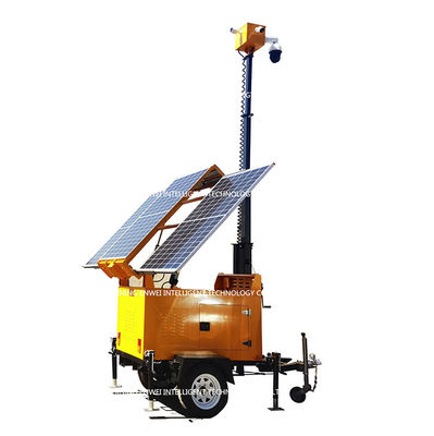 เครื่องติดตามพลังแสงอาทิตย์แบบพกพา CCTV Trailer เครื่องติดตามกล้องแสงอาทิตย์มือถือ สําหรับการติดตามพื้นที่ห่างไกล
