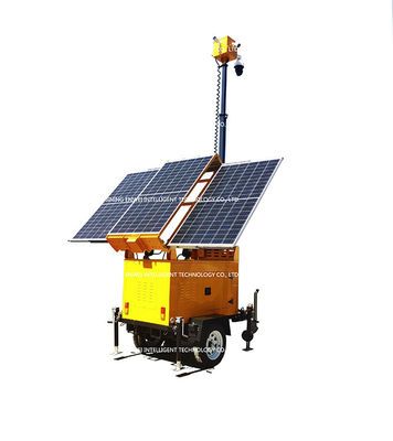 กล้องเคลื่อนที่พลังแสงอาทิตย์ Cctv Trailer จักรยานโทรทรรศน์ Mast พกพา กล้องพลังแสงอาทิตย์ Trailer สําหรับการติดตามกิจกรรมสาธารณะ