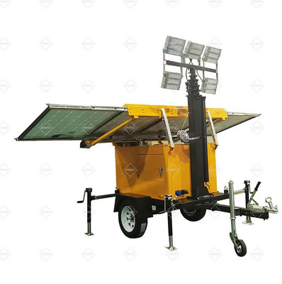 รถยนต์พลังแสงอาทิตย์พกพาติดตั้ง 4 * 100W ไฟ LED สําหรับโรงงานอุตสาหกรรมเคมี