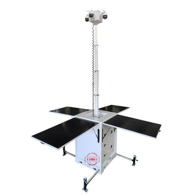 quality หอคอยรักษาความปลอดภัย CCTV พลังงานแสงอาทิตย์ พร้อมเสาไฟฟ้าสำหรับตรวจสอบไซต์งานเหมืองแร่ factory