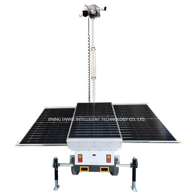 รถพ่วงรักษาความปลอดภัย CCTV แบบเคลื่อนที่พร้อมแผงโซลาร์เซลล์ขนาด 3*400W สำหรับสิ่งอำนวยความสะดวกสาธารณะ