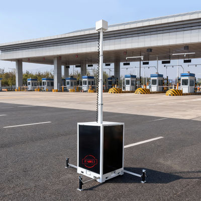 หอเฝ้าระวังพลังแสงอาทิตย์ 6 เมตร ด้วยแบตเตอรี่ 96kWh เพื่อเฝ้าระวังความปลอดภัยนอกเครือข่าย 24 / 7