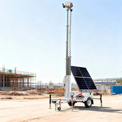 รถพ่วงรักษาความปลอดภัยพลังงานแสงอาทิตย์รถพ่วงกล้องวงจรปิดสำหรับการตรวจสอบพื้นที่ไร้สายกลางแจ้ง