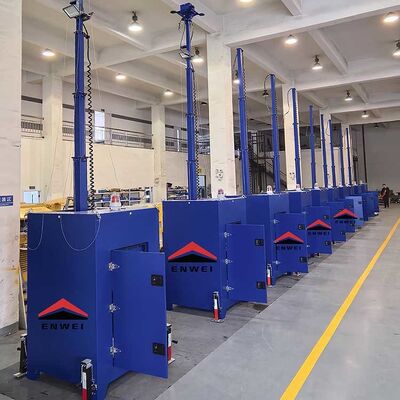 Blue Customized Security Camera Cctv Tower With High Brightness Lights For Construction Site Monitoring