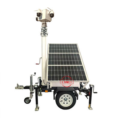 รถพ่วงเฝ้าระวังพลังงานแสงอาทิตย์แบบยืดหยุ่น กล้อง 360° ครอบคลุม ไฟส่องสว่างยามค่ำคืน สำหรับไซต์งานเหมือง