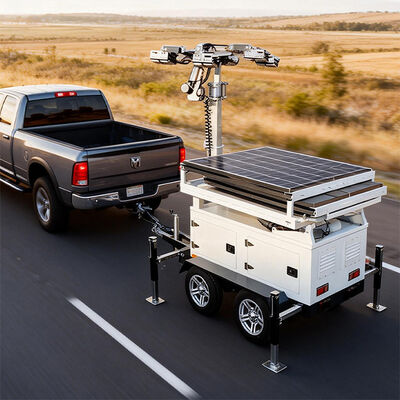 รถยนต์รักษาความปลอดภัย CCTV ด้วยพลังแสงอาทิตย์ 8*300W แพนล IP66 กันน้ํา สําหรับงานก่อสร้าง